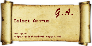 Geiszt Ambrus névjegykártya